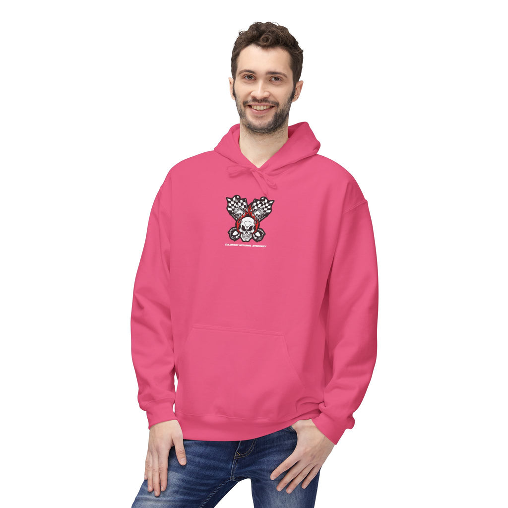 Racing Pistons and Skull Hoodie Unisex | Colorado National Speedway