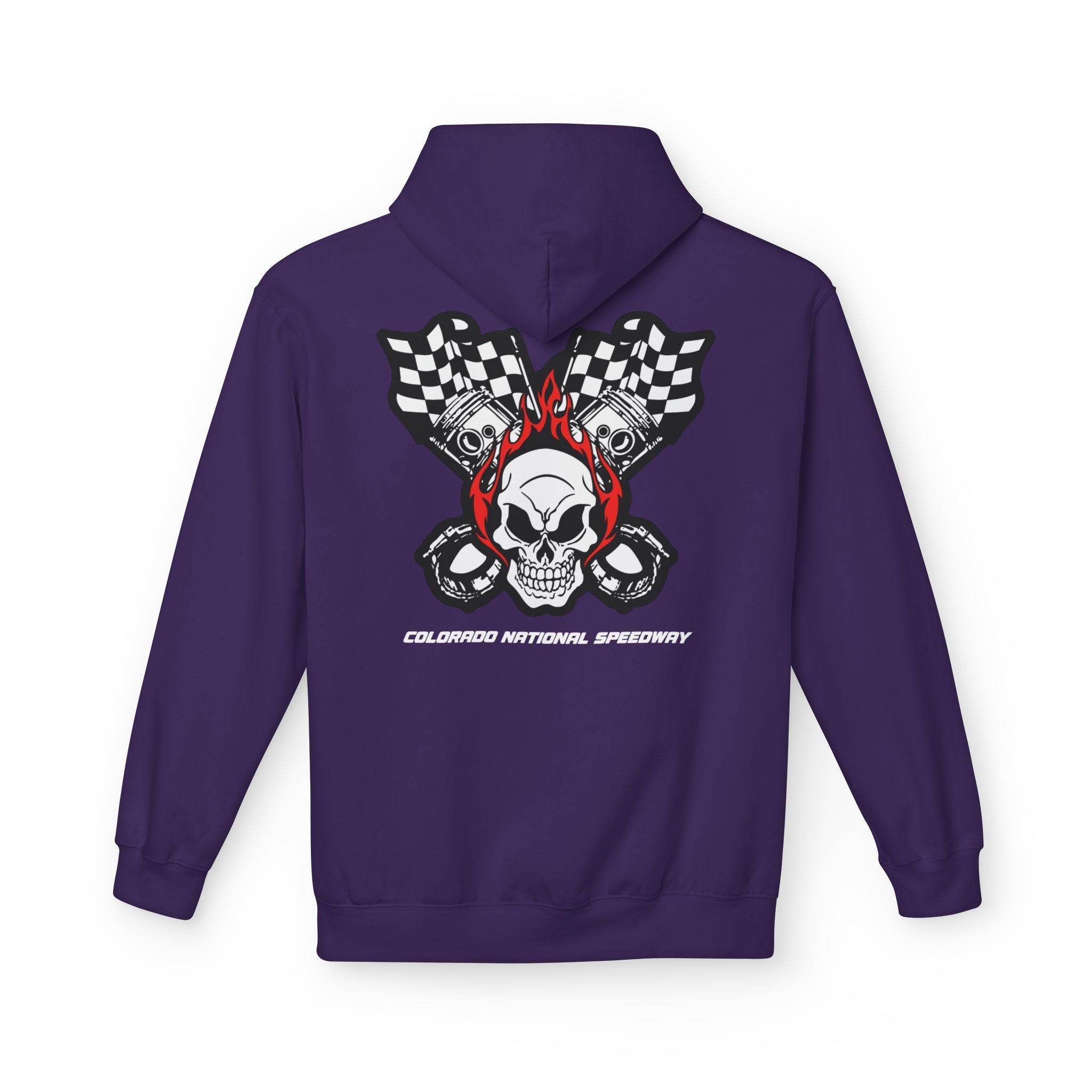Racing Pistons and Skull Hoodie Unisex | Colorado National Speedway