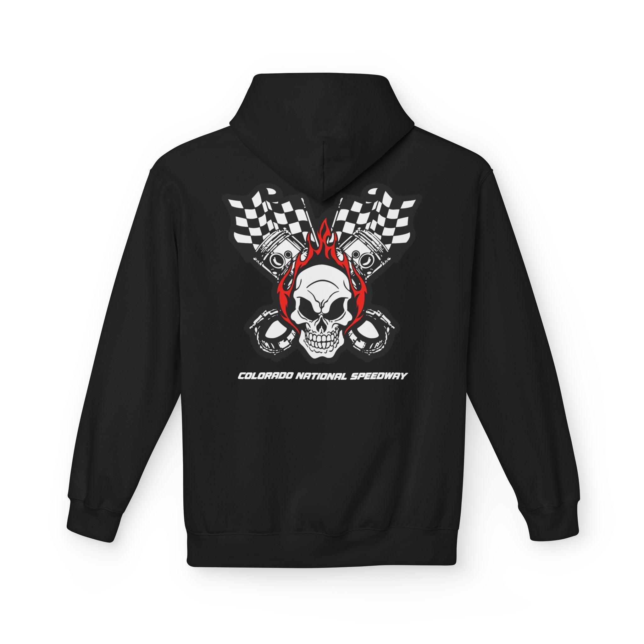 Racing Pistons and Skull Hoodie Unisex | Colorado National Speedway