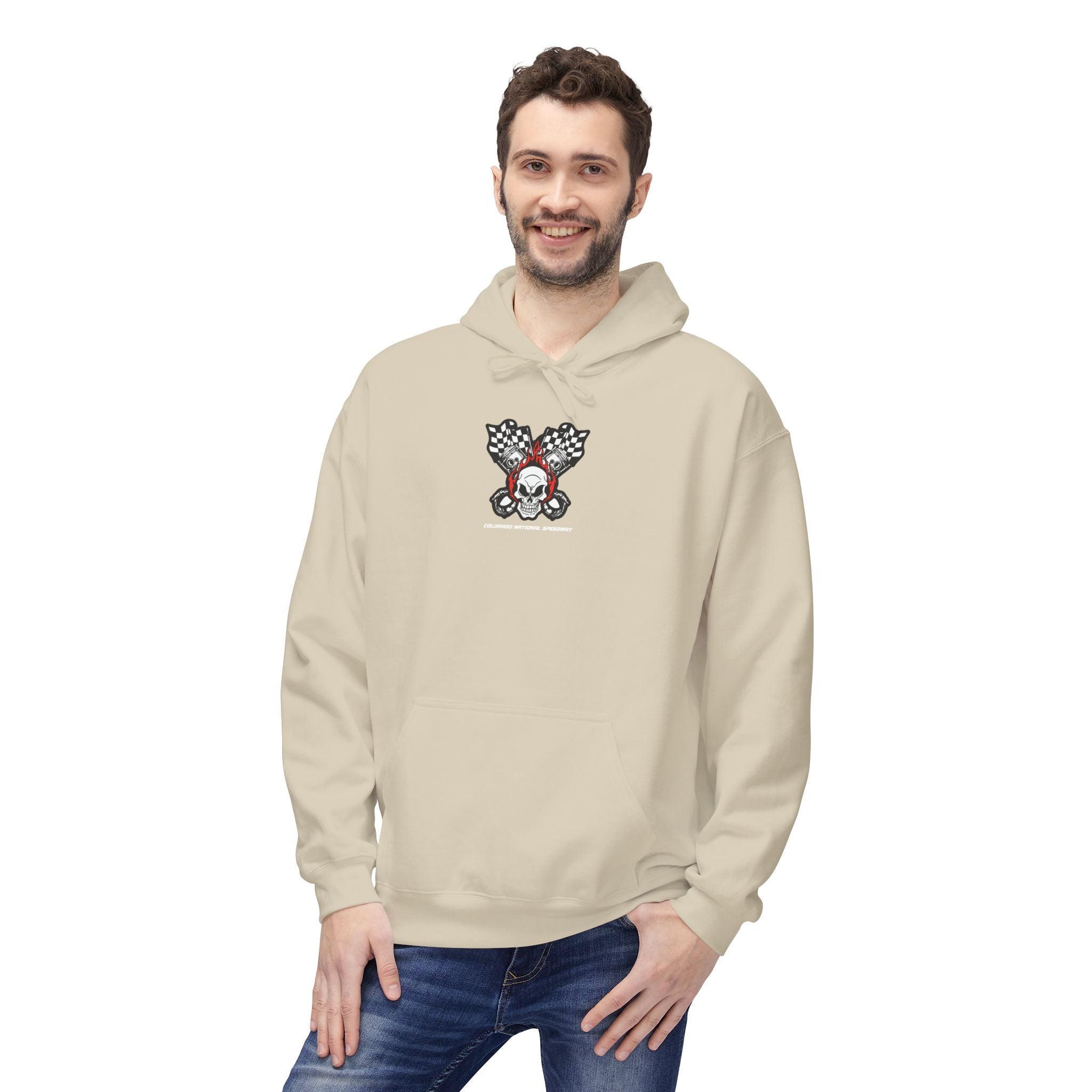 Racing Pistons and Skull Hoodie Unisex | Colorado National Speedway