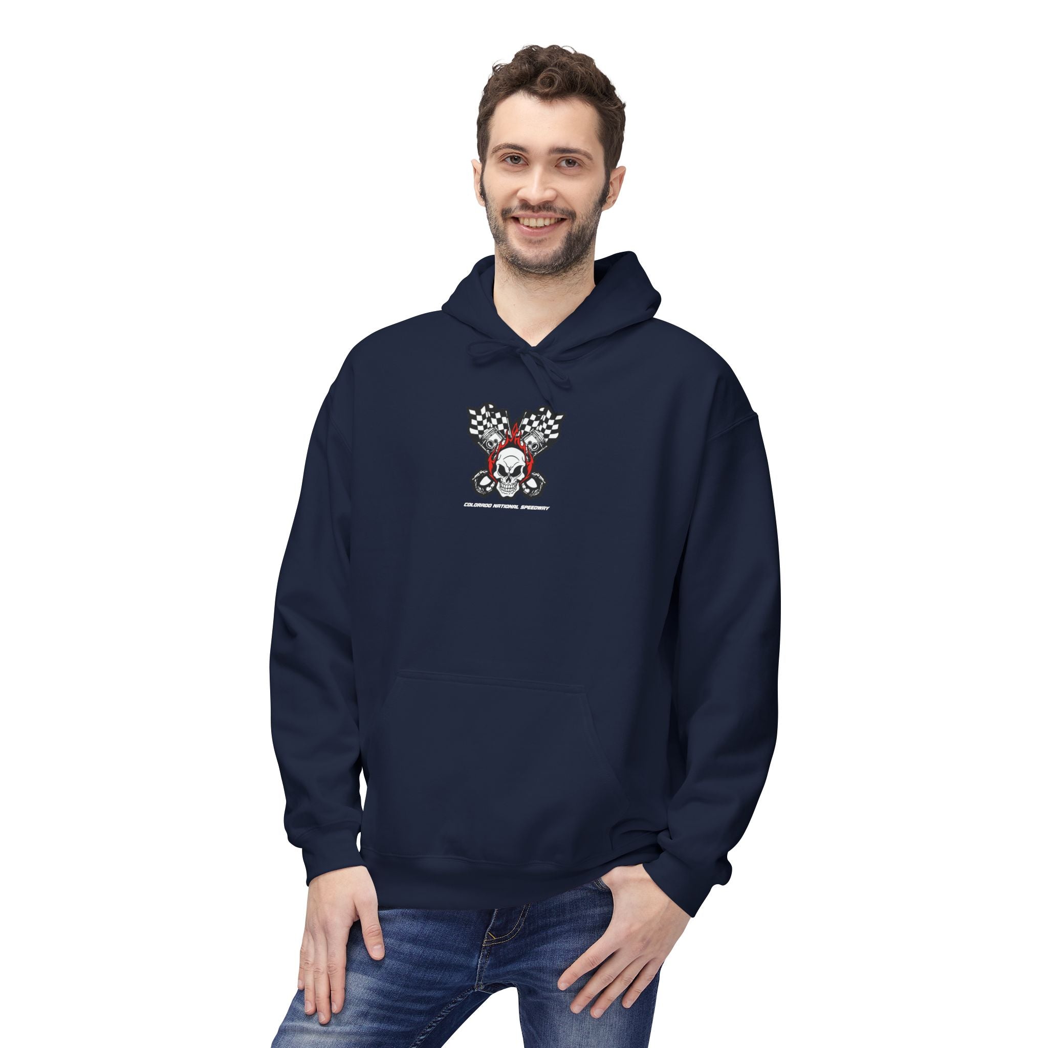 Racing Pistons and Skull Hoodie Unisex | Colorado National Speedway