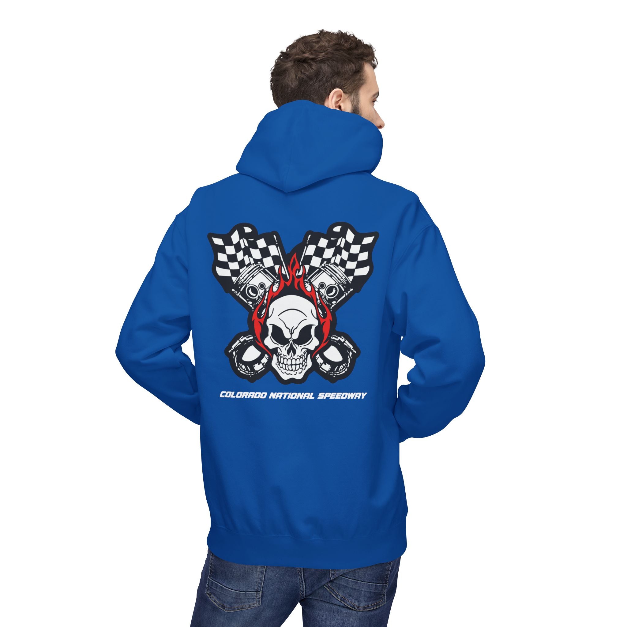 Racing Pistons and Skull Hoodie Unisex | Colorado National Speedway