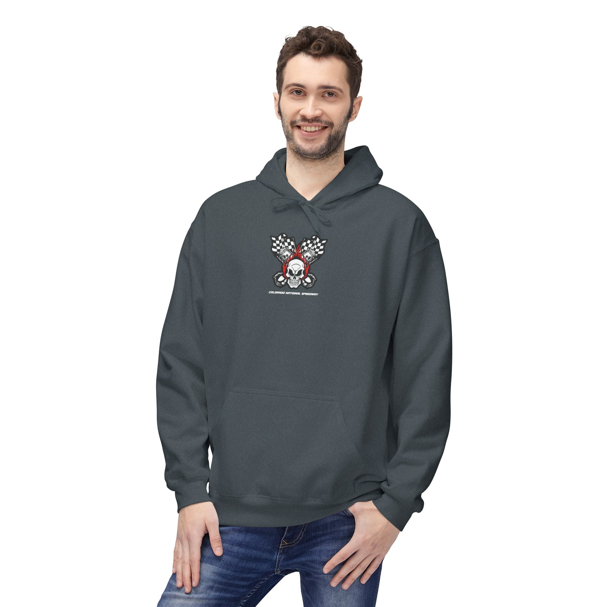 Racing Pistons and Skull Hoodie Unisex | Colorado National Speedway