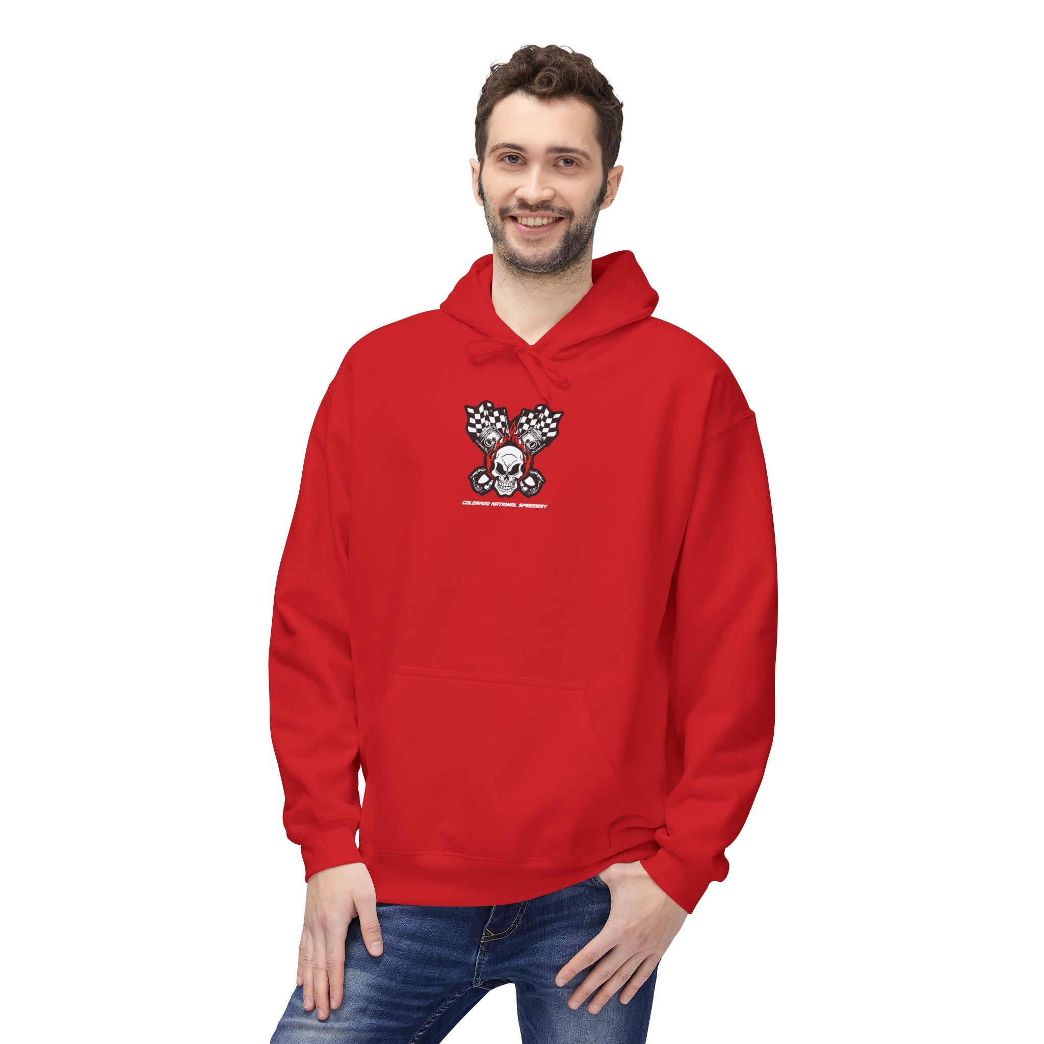 Racing Pistons and Skull Hoodie Unisex | Colorado National Speedway
