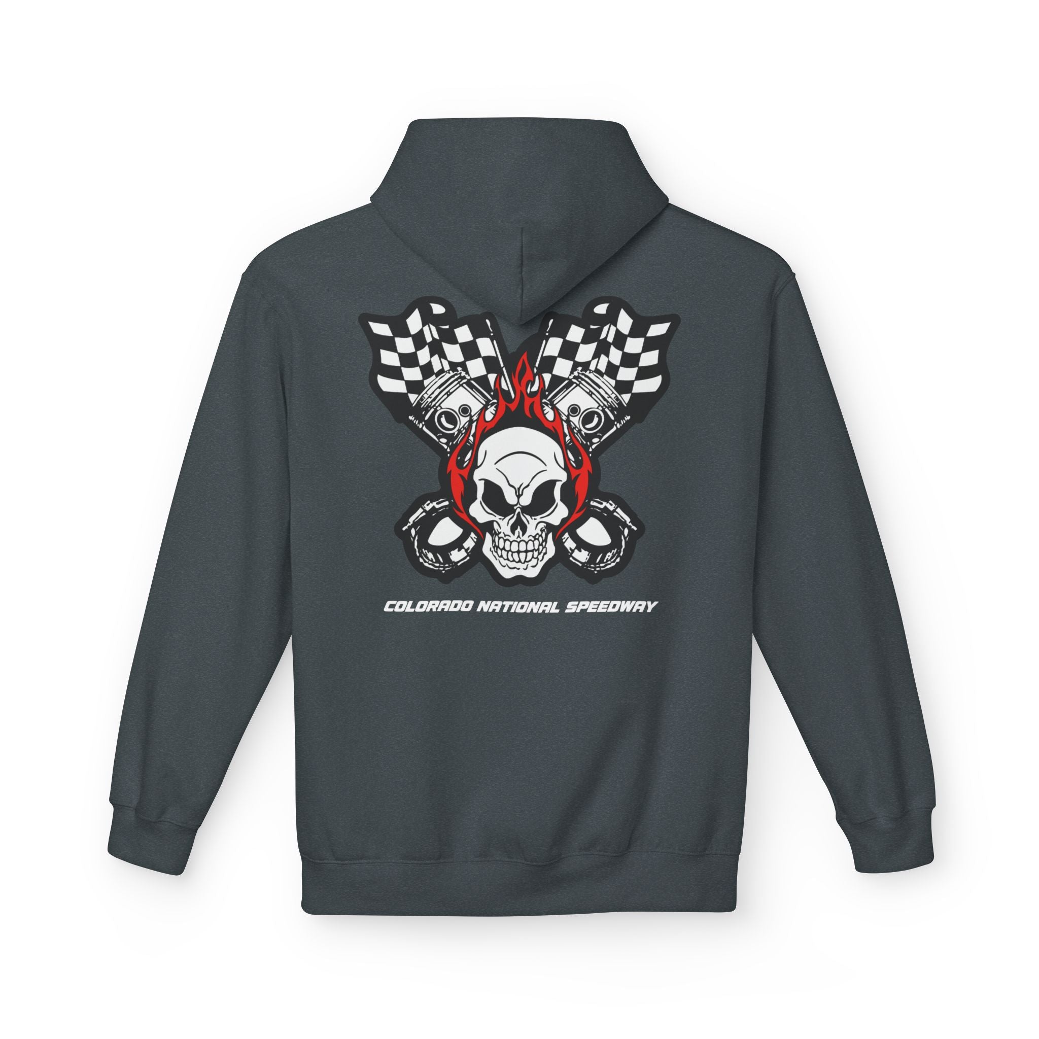 Racing Pistons and Skull Hoodie Unisex | Colorado National Speedway