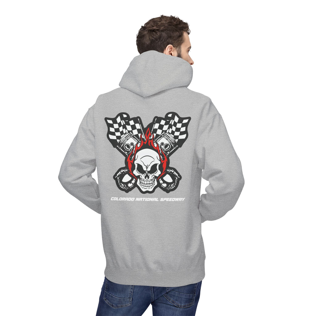 Racing Pistons and Skull Hoodie Unisex | Colorado National Speedway