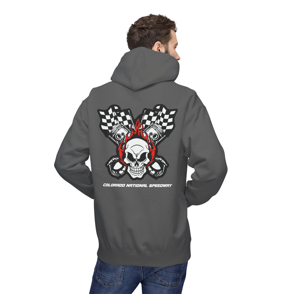 Racing Pistons and Skull Hoodie Unisex | Colorado National Speedway