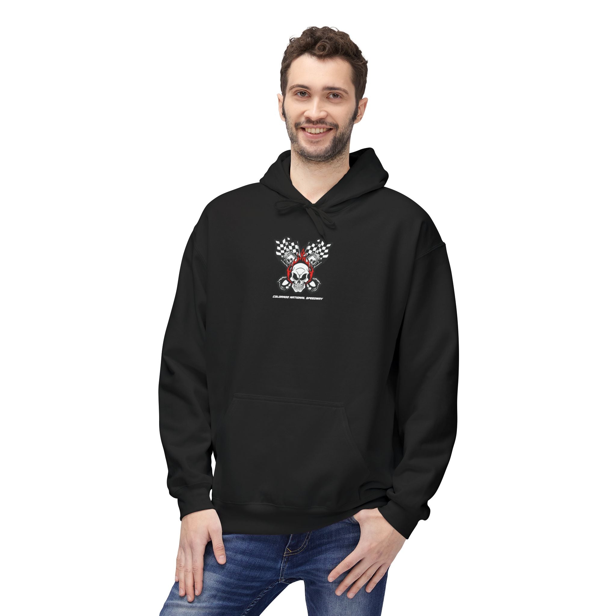 Racing Pistons and Skull Hoodie Unisex | Colorado National Speedway