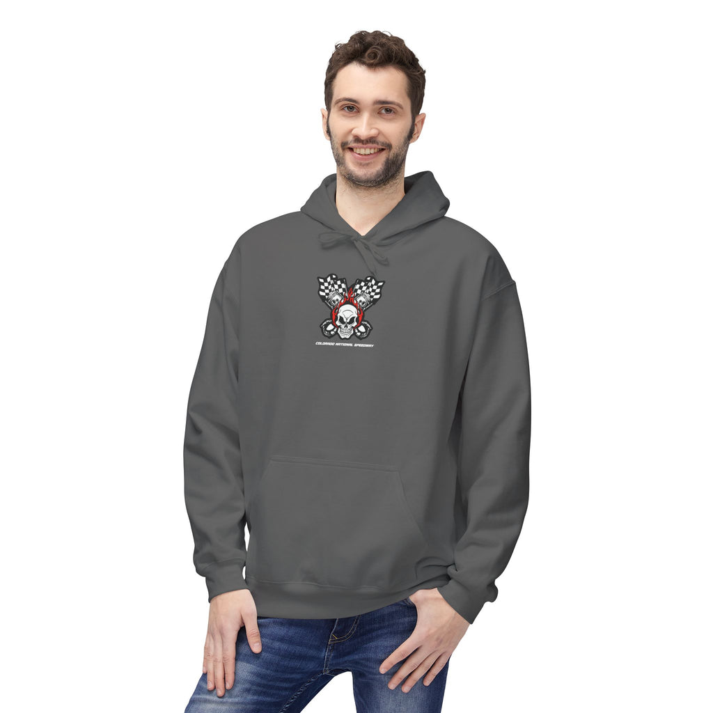 Racing Pistons and Skull Hoodie Unisex | Colorado National Speedway