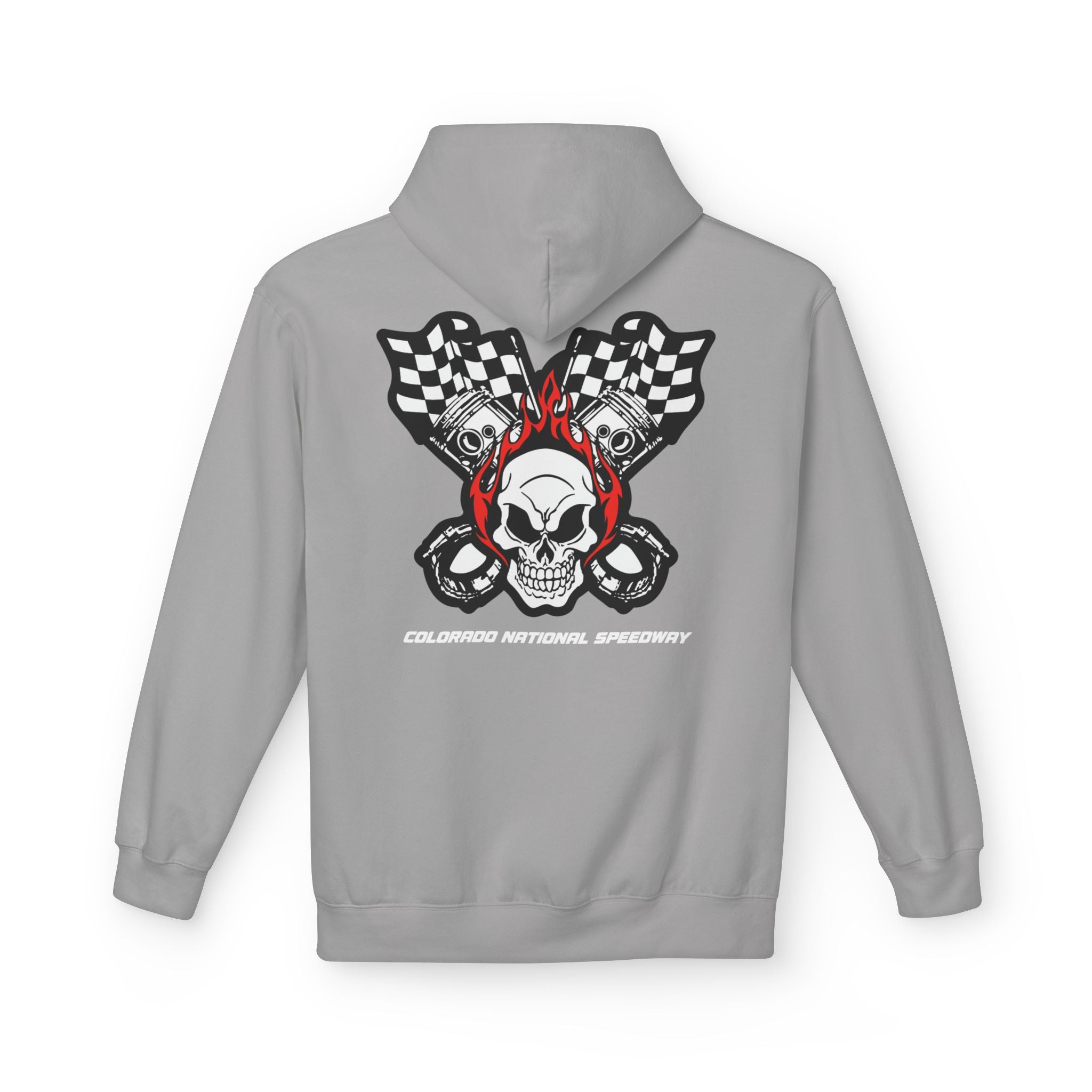 Racing Pistons and Skull Hoodie Unisex | Colorado National Speedway