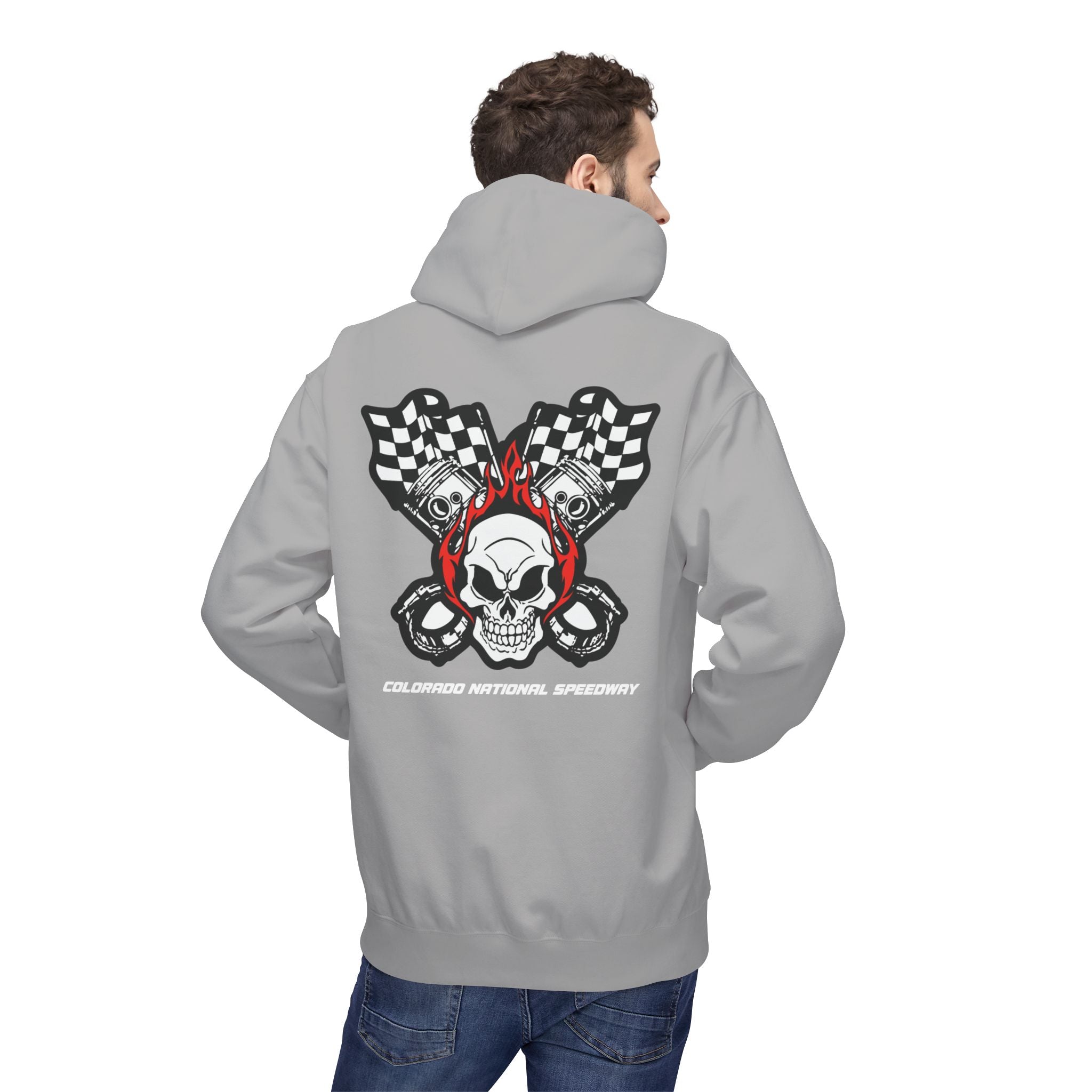 Racing Pistons and Skull Hoodie Unisex | Colorado National Speedway