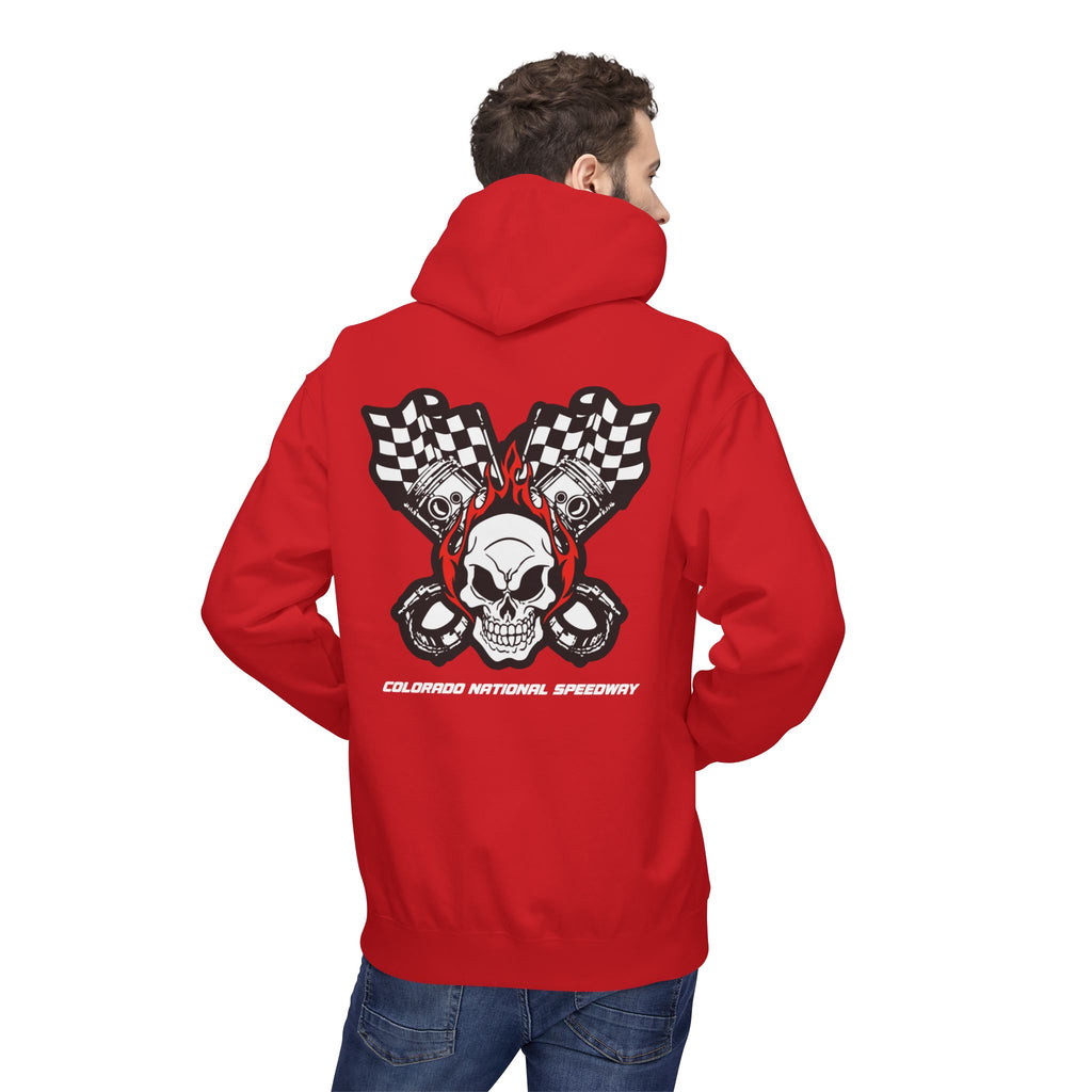 Racing Pistons and Skull Hoodie Unisex | Colorado National Speedway
