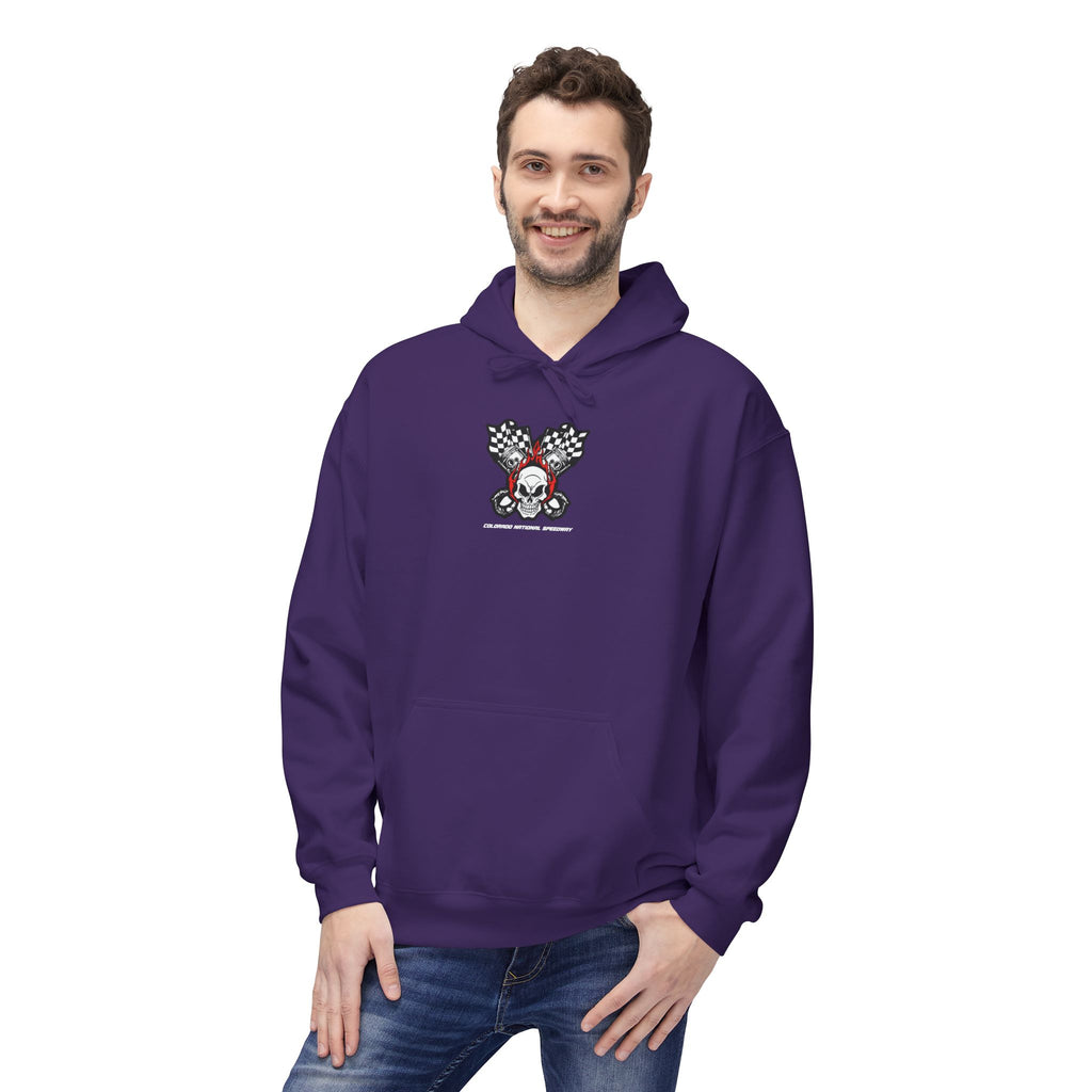 Racing Pistons and Skull Hoodie Unisex | Colorado National Speedway