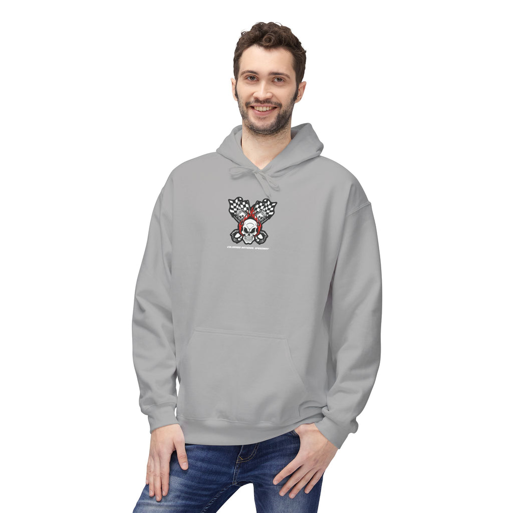 Racing Pistons and Skull Hoodie Unisex | Colorado National Speedway
