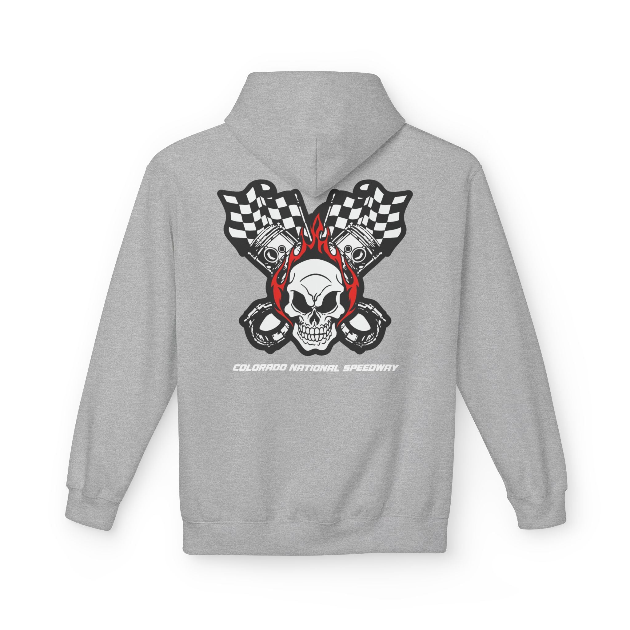 Racing Pistons and Skull Hoodie Unisex | Colorado National Speedway