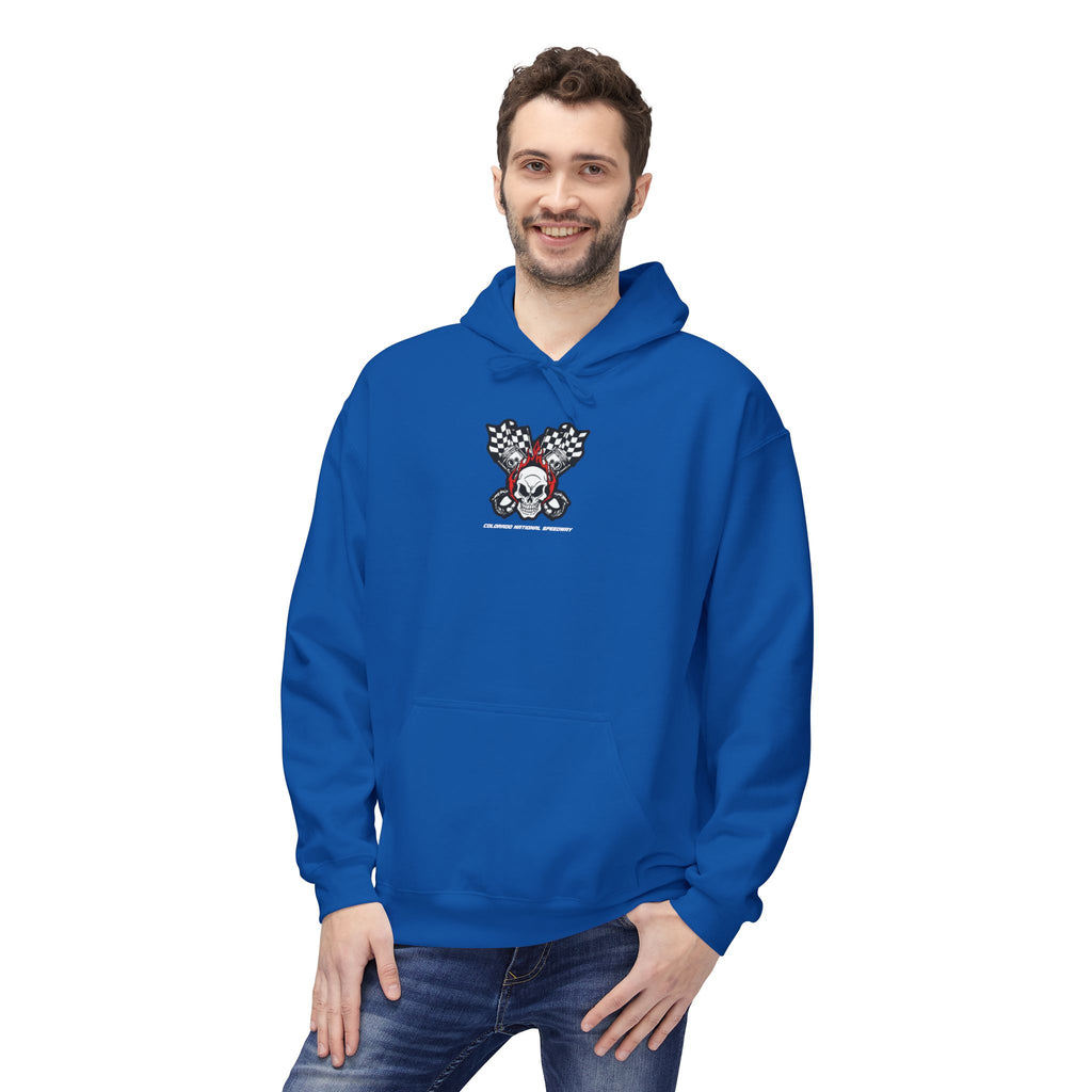 Racing Pistons and Skull Hoodie Unisex | Colorado National Speedway