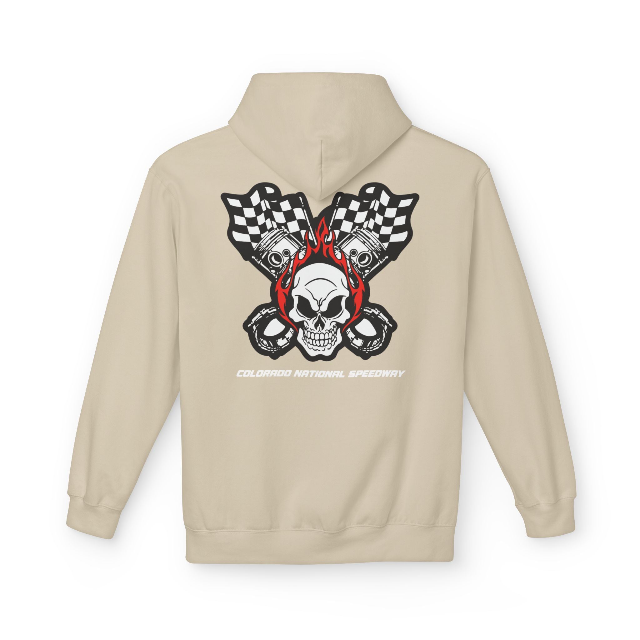Racing Pistons and Skull Hoodie Unisex | Colorado National Speedway
