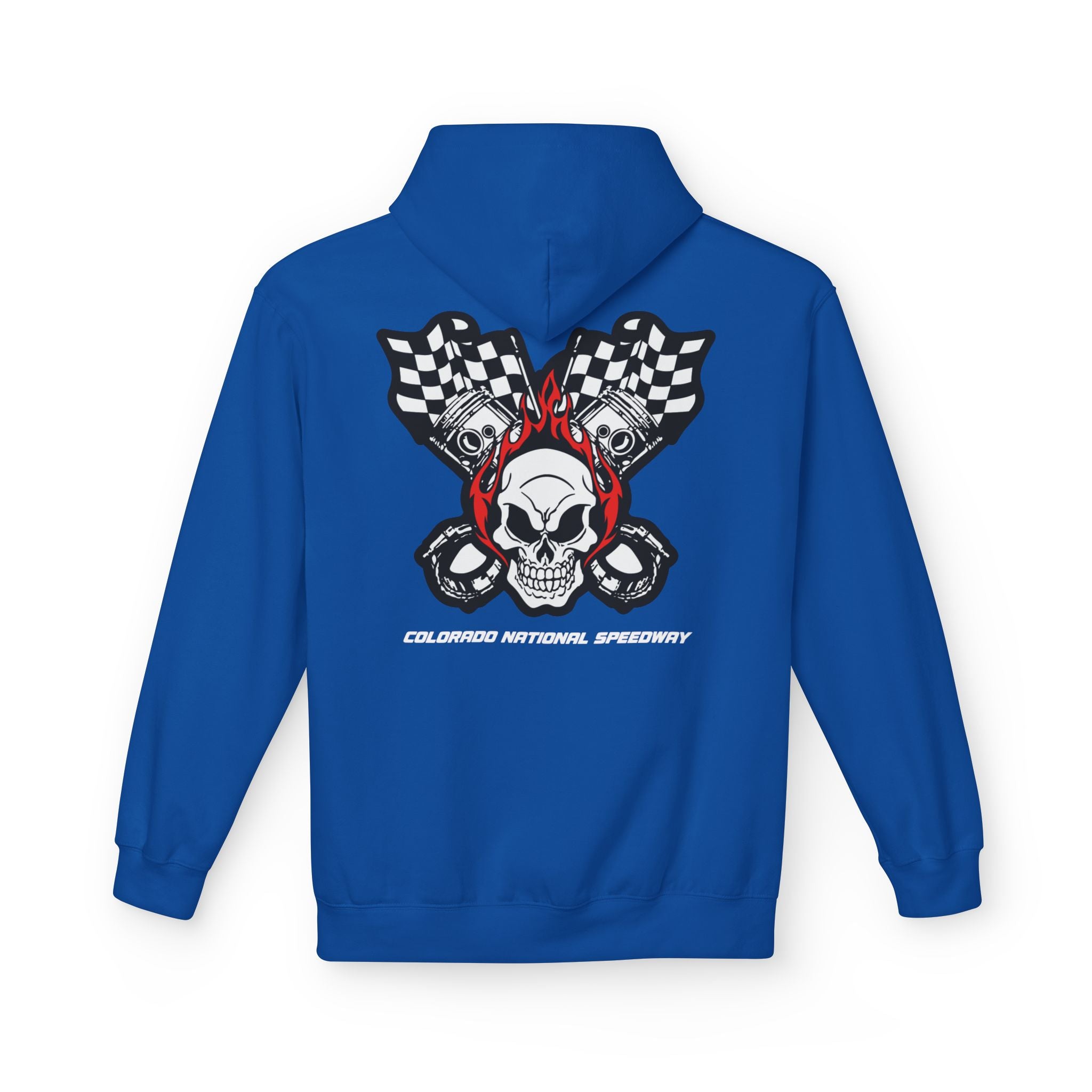 Racing Pistons and Skull Hoodie Unisex | Colorado National Speedway