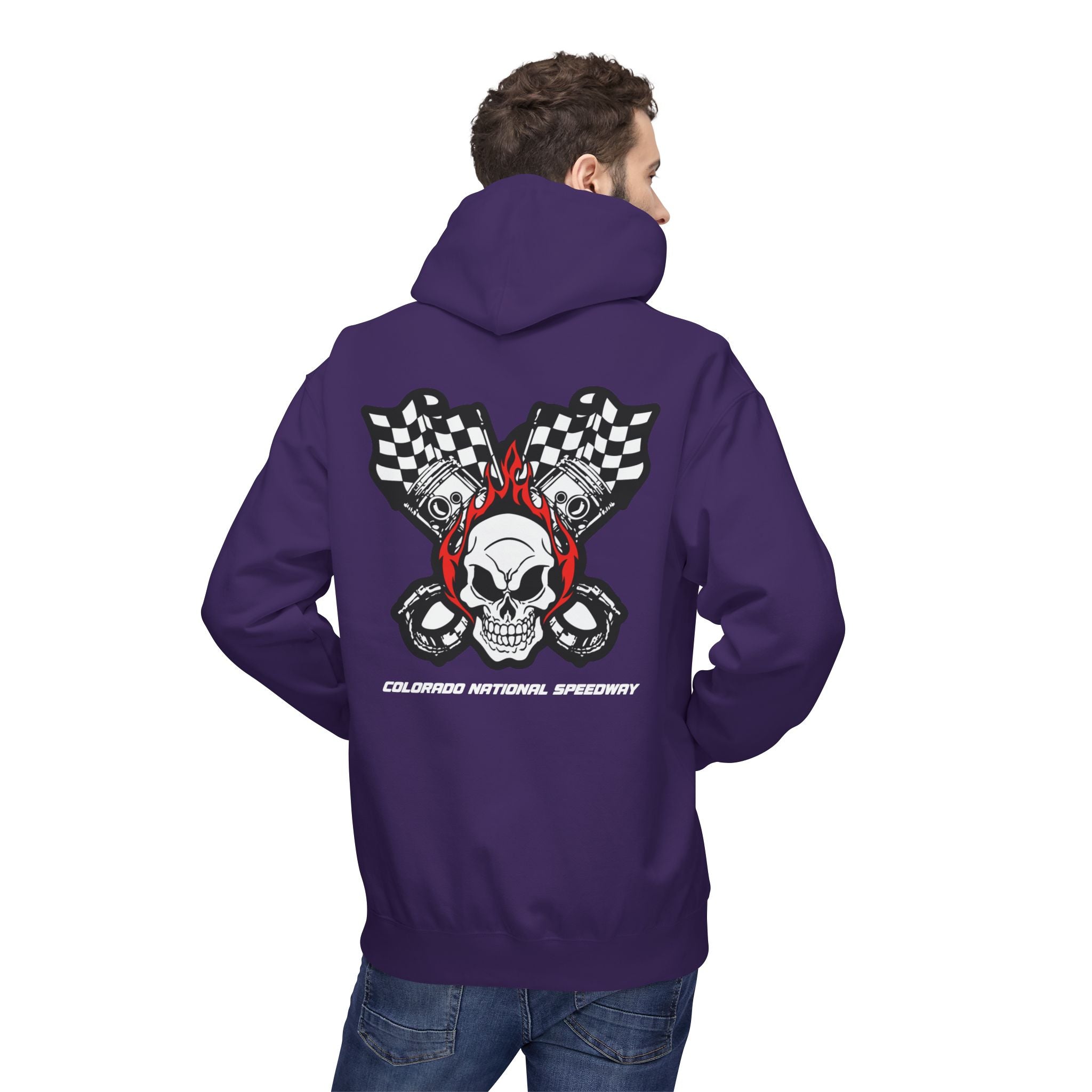 Racing Pistons and Skull Hoodie Unisex | Colorado National Speedway
