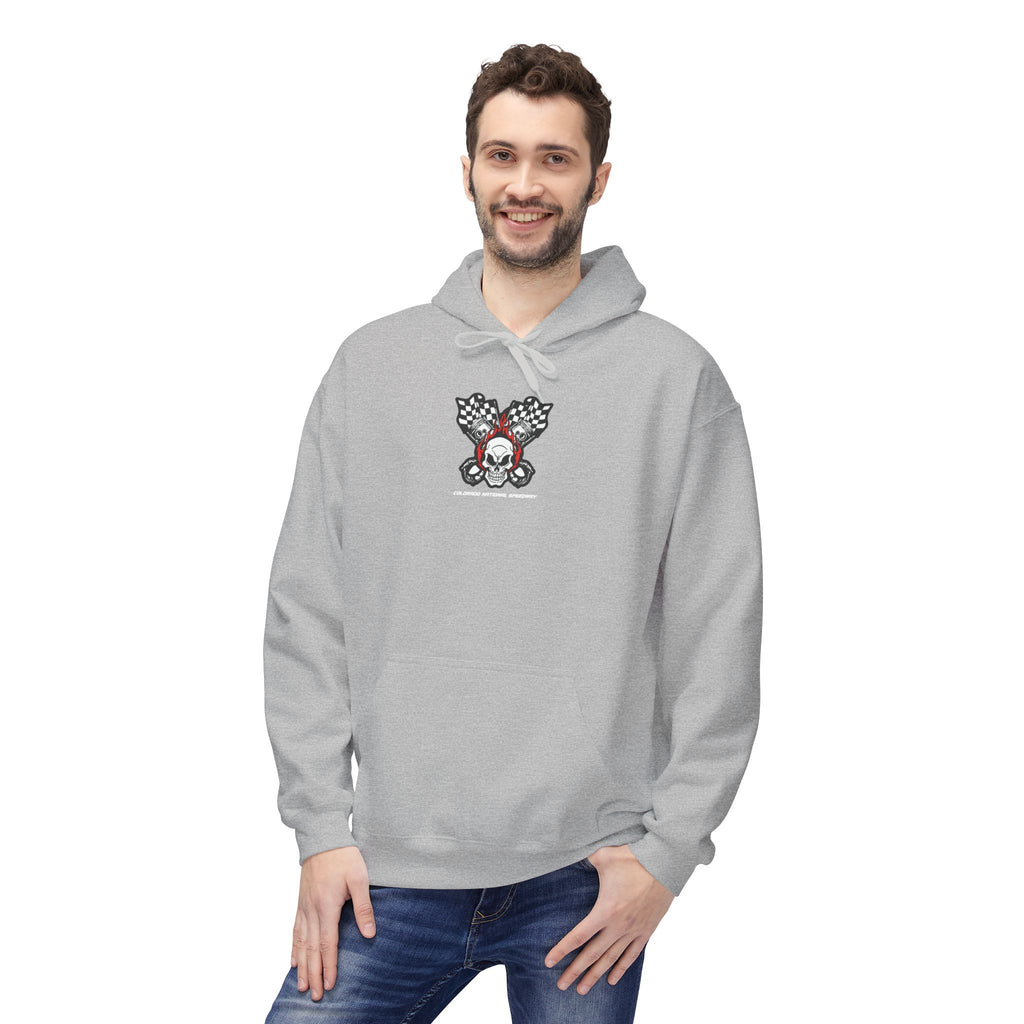 Racing Pistons and Skull Hoodie Unisex | Colorado National Speedway