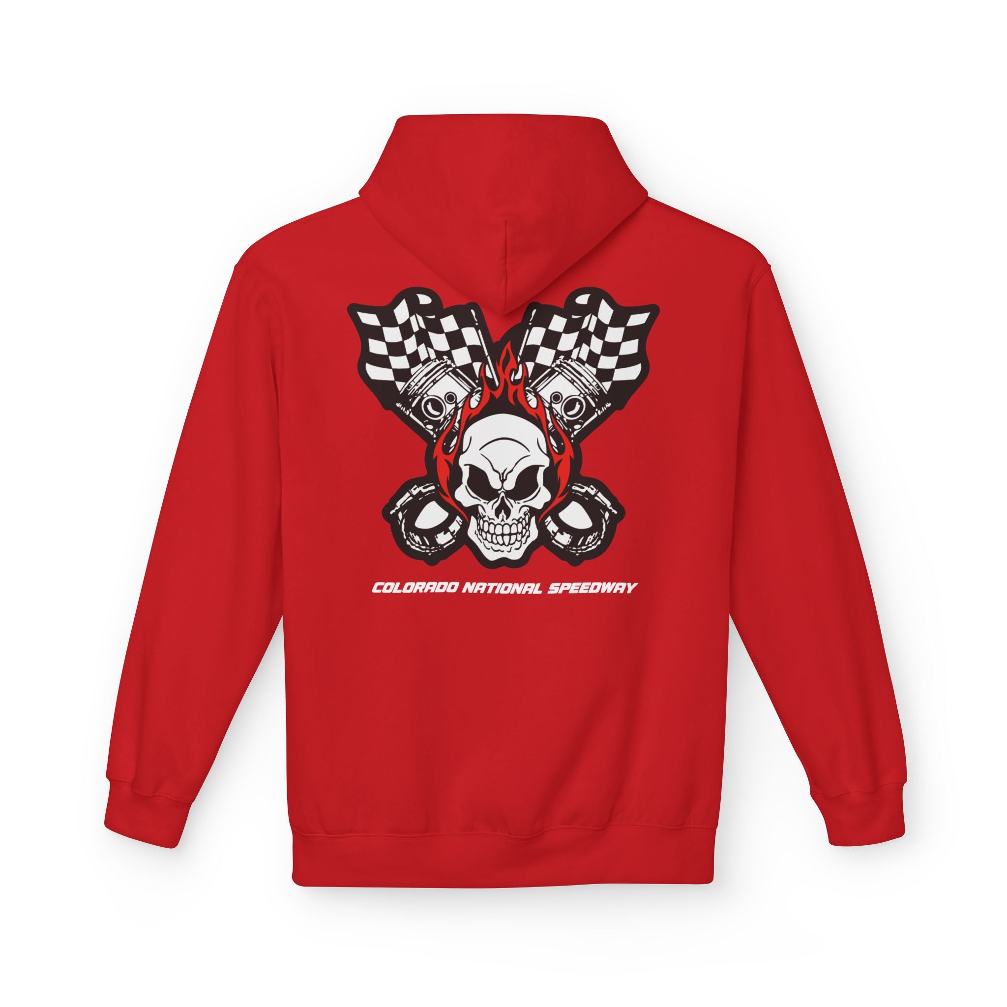 Racing Pistons and Skull Hoodie Unisex | Colorado National Speedway