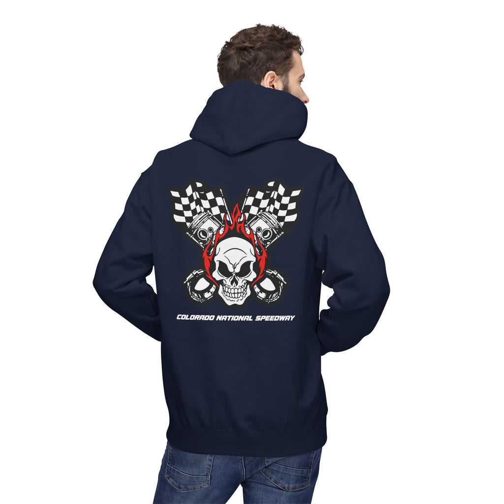 Racing Pistons and Skull Hoodie Unisex | Colorado National Speedway