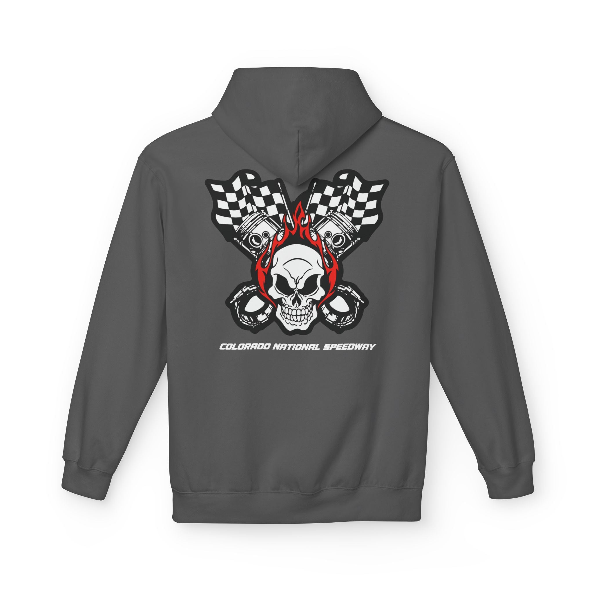 Racing Pistons and Skull Hoodie Unisex | Colorado National Speedway