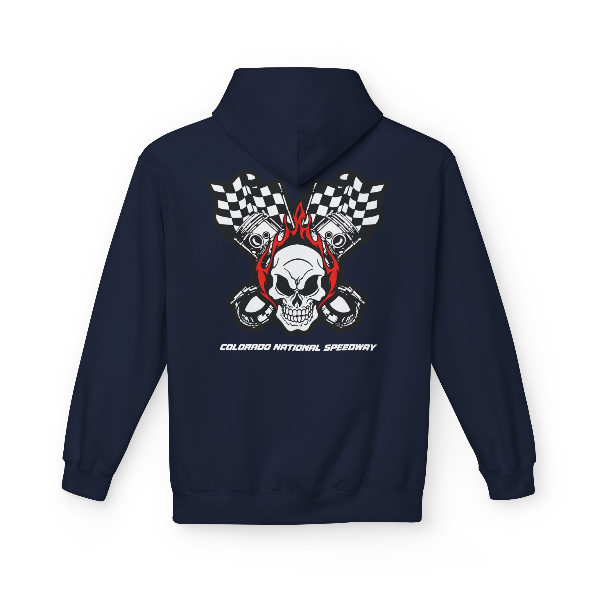 Racing Pistons and Skull Hoodie Unisex | Colorado National Speedway