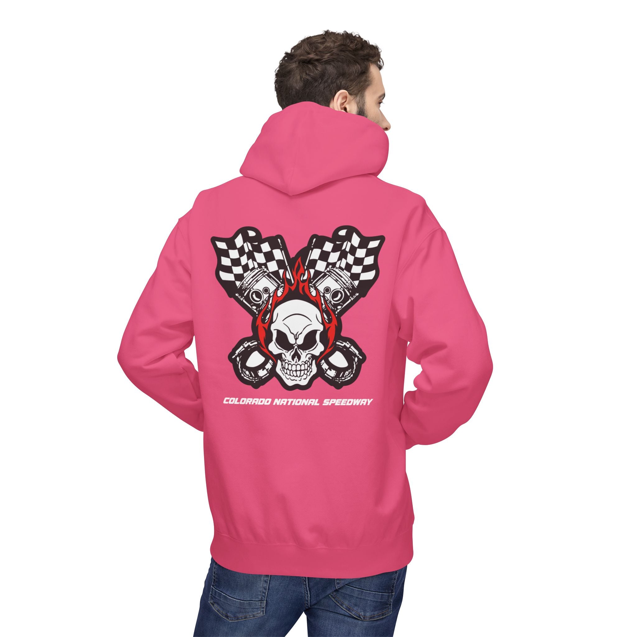 Racing Pistons and Skull Hoodie Unisex | Colorado National Speedway
