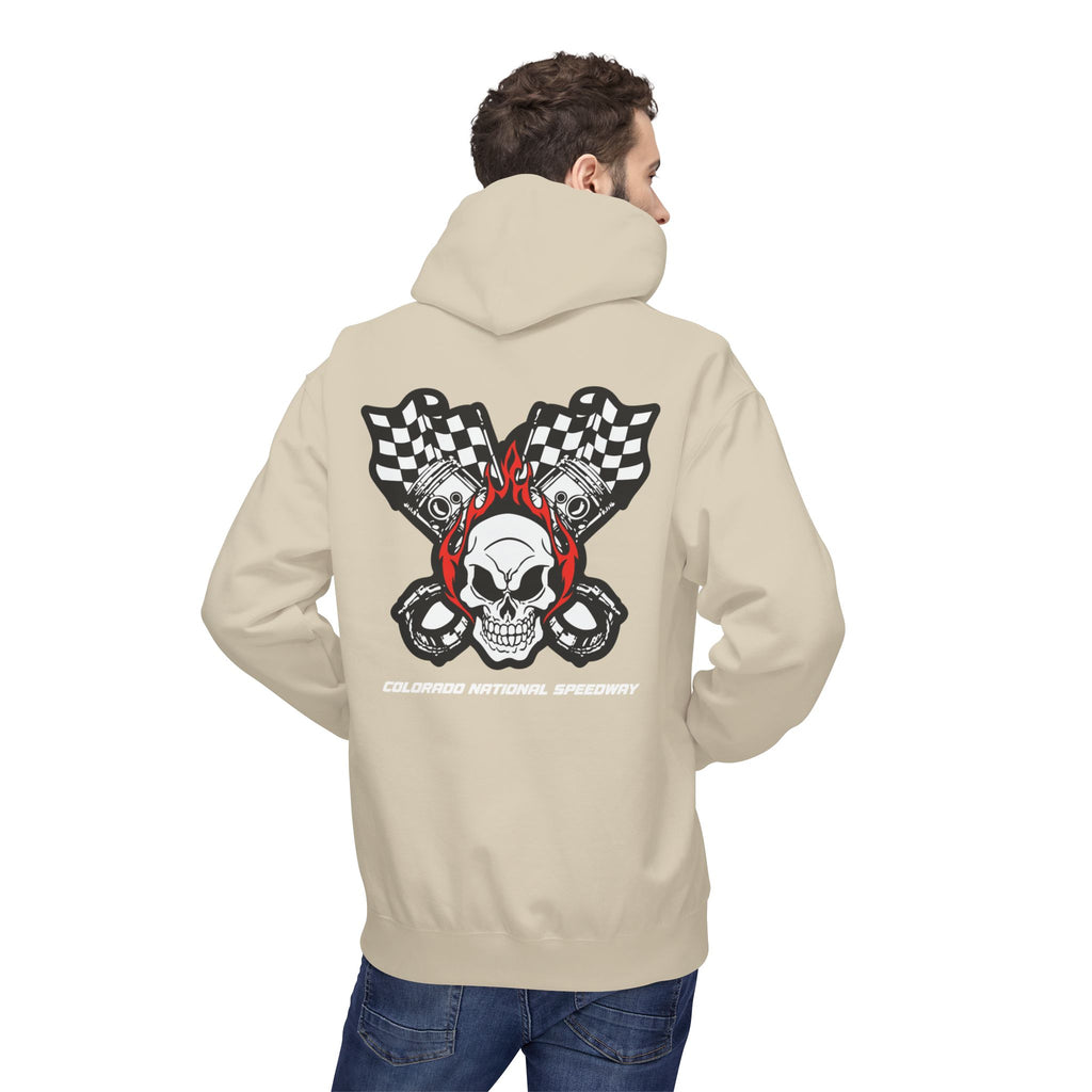 Racing Pistons and Skull Hoodie Unisex | Colorado National Speedway