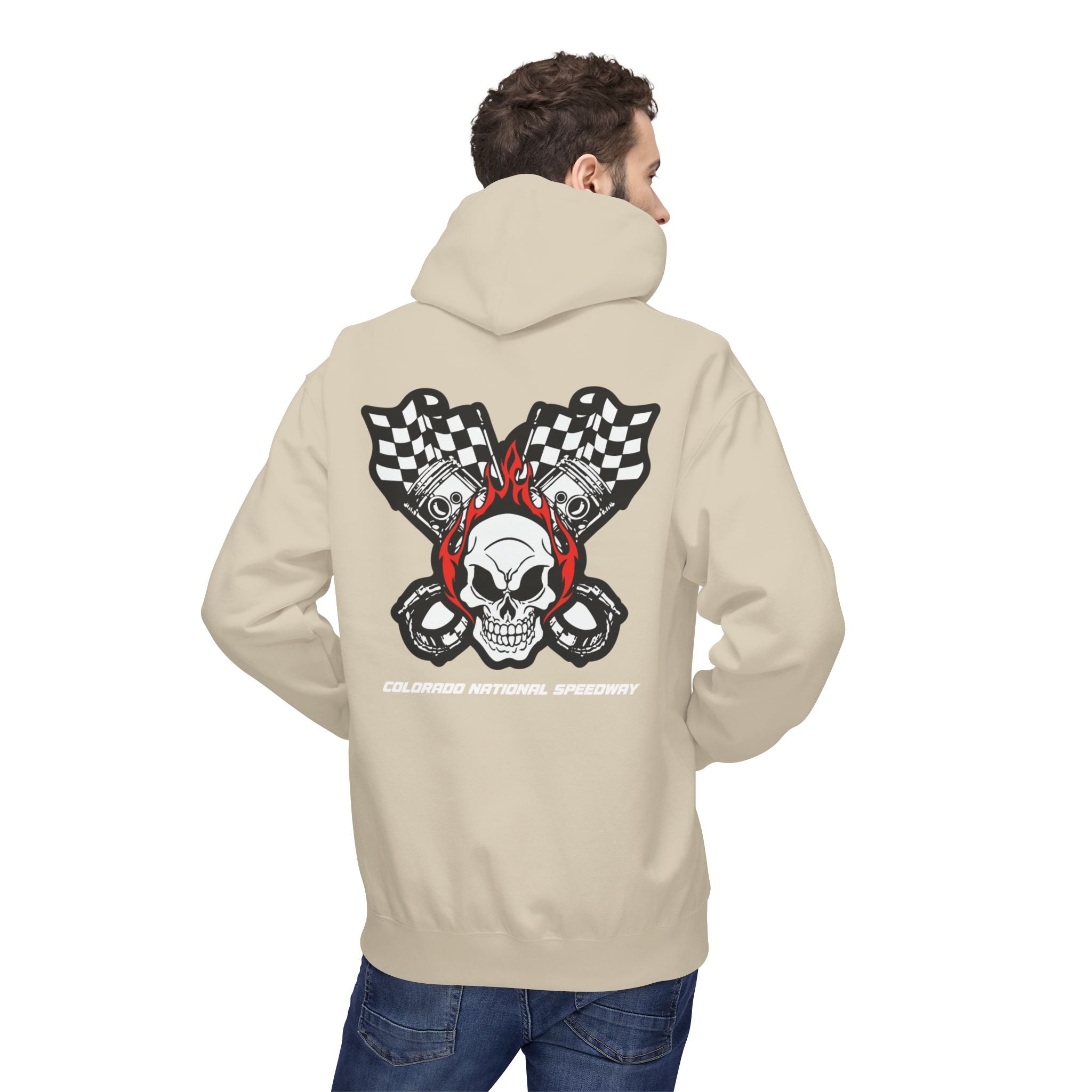 Racing Pistons and Skull Hoodie Unisex | Colorado National Speedway